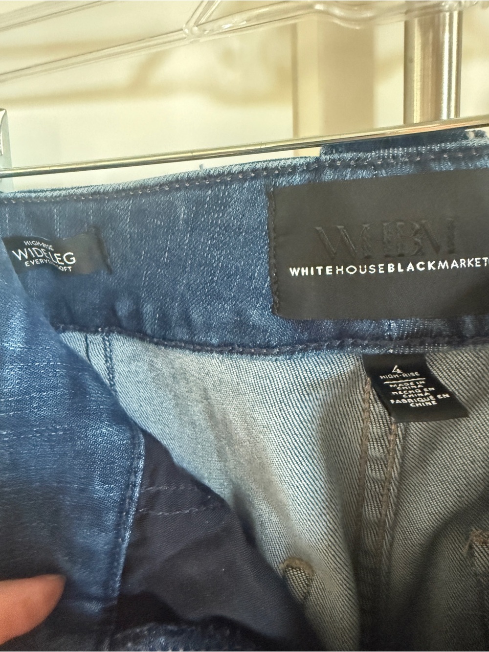 White House Black Market Blue Wide-Leg Jeans with Decorative Buttons - Picture 3 of 3